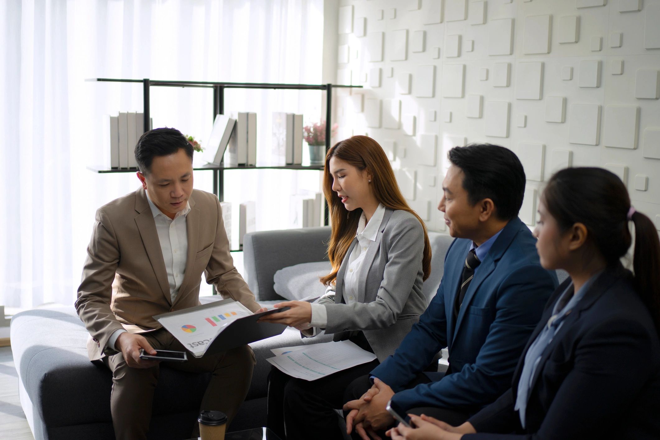 Accounting team meeting in a professional office